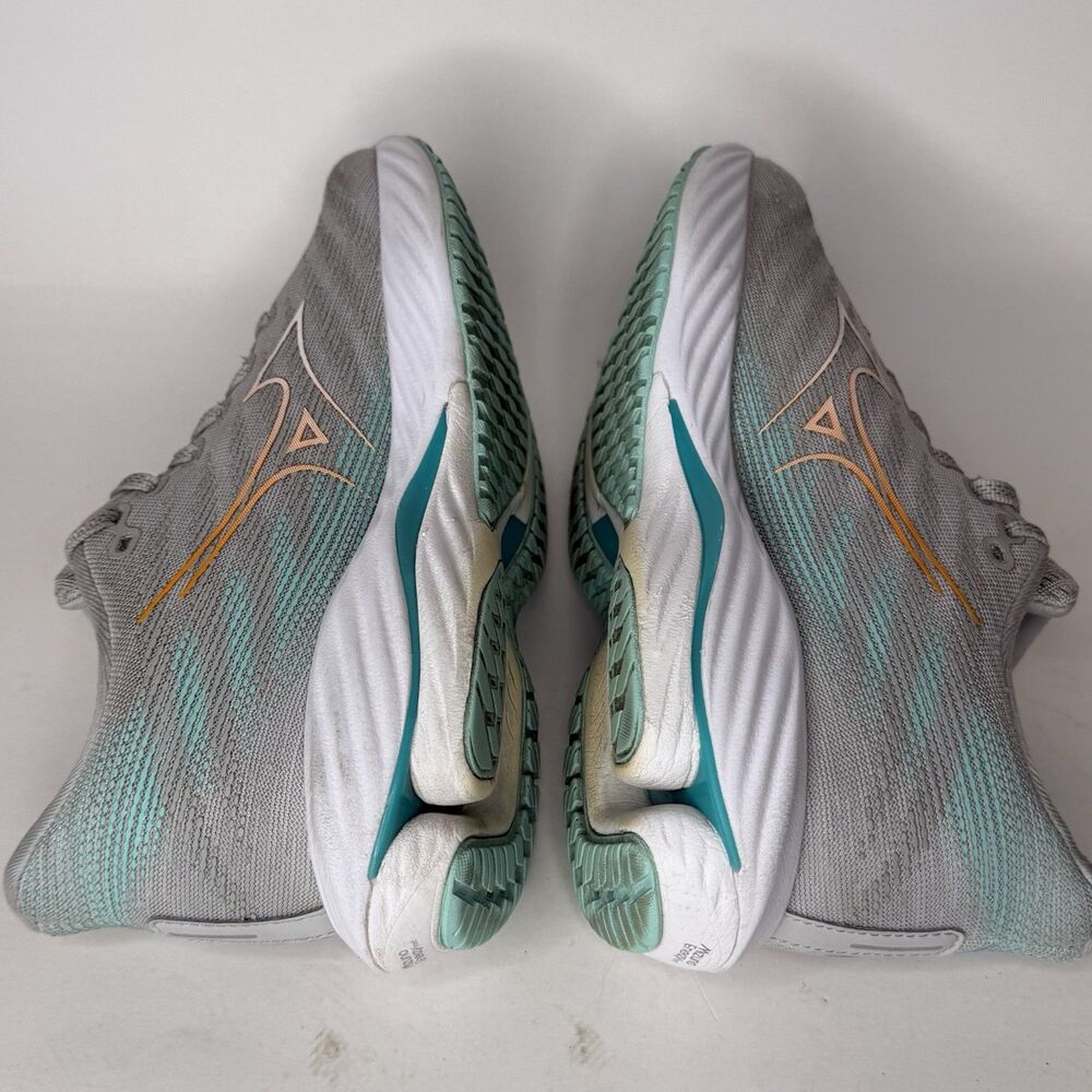 Mizuno Wave Rider 28 Shoes Womens 8 J1GD240372 Running Athletic Gray Teal - Picture 9 of 14